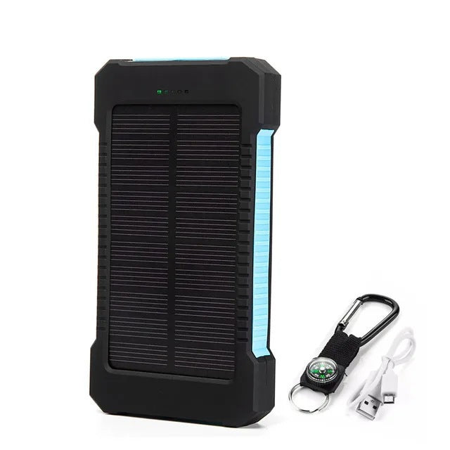 Solar Charger Power Bank with Compass and Carabiner, 10000mAH