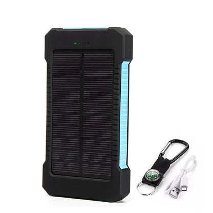 Solar Charger Power Bank with Compass and Carabiner, 10000mAH