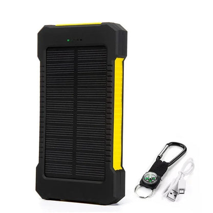Solar Charger Power Bank with Compass and Carabiner, 10000mAH