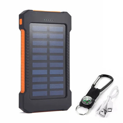 Solar Charger Power Bank with Compass and Carabiner, 10000mAH
