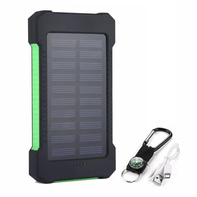 Solar Charger Power Bank with Compass and Carabiner, 10000mAH